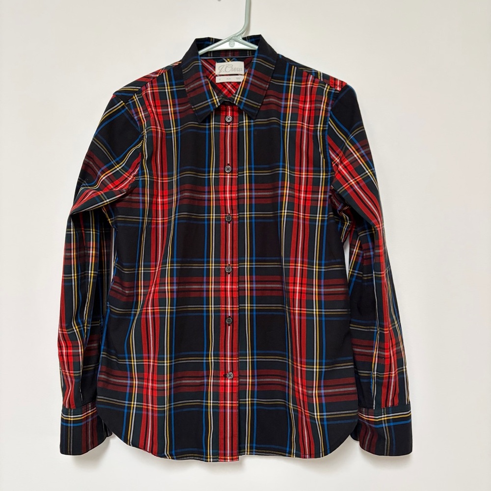 J. Crew Plaid Buttoned Shirt Size 10 Slim Red